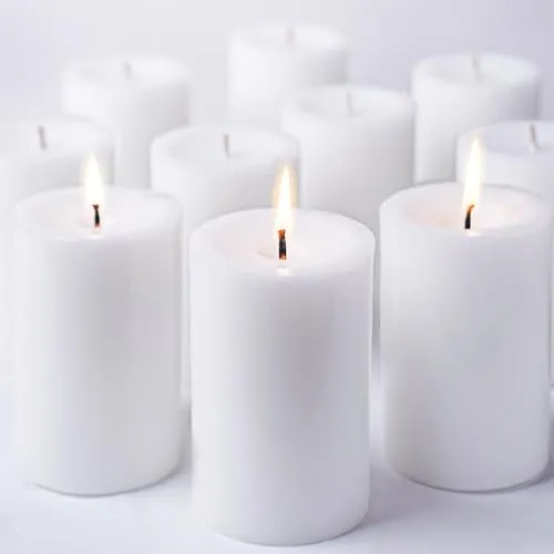 10pcs White Pillar Candles 2.8x4 inch Candles, Smokeless and Dripless Large Candles Pillar 50 Hours Burning Time, Round Candles for Wedding Dinner Home Decor (10pcs)