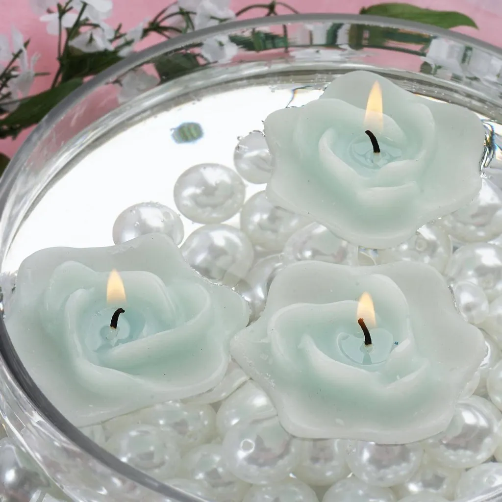 4 PCS Turquoise Rose Floating Candles Wedding Birthday Party Centerpiece Decor