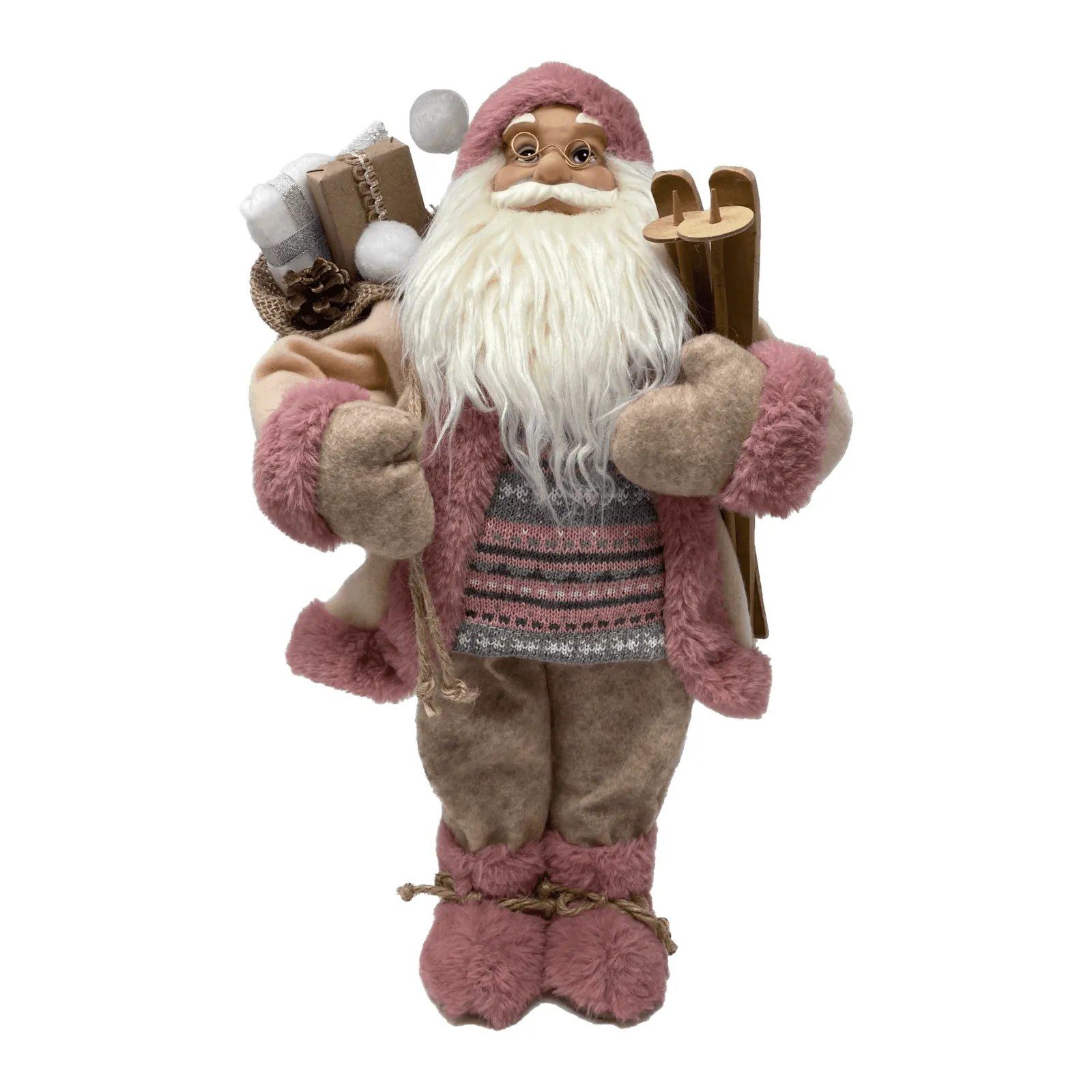 45cm Pink Standing Santa Father Christmas Xmas Festive Decoration Ornament