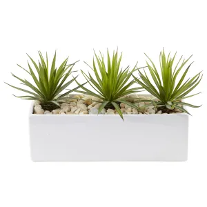 8" Artificial Mini Agave in Rectangular Ceramic - Low Maintenance, Life-Like & Vibrant Silk Plants For Busy People.