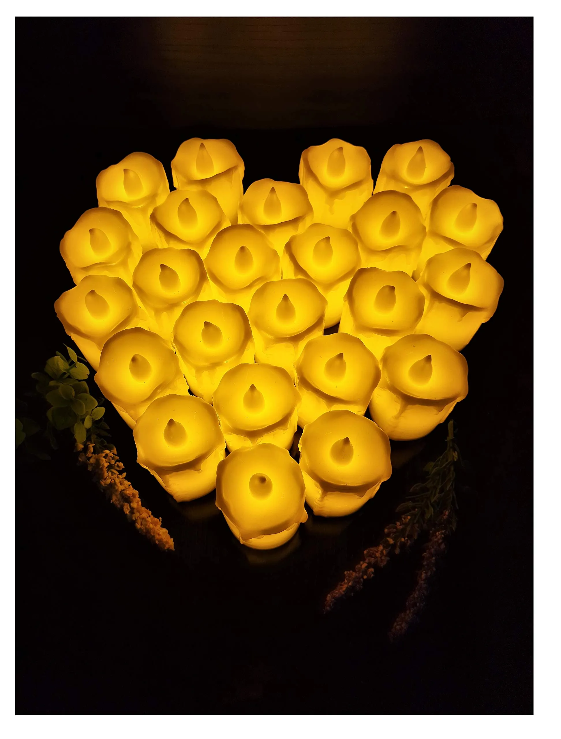 AFTERSTITCH Set of 24 Pcs Artificial Decorative Led candle Lights diya for dinner friend birthday party anniversary home Diwali new year decoration (Batteries Included) Pack of 24