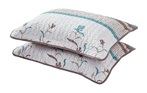 All American Collection Printed Bedspread and Pillow Sham Set Brown & Turquoise