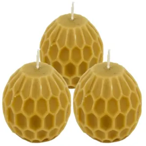 ANP BEE® 100% Pure Natural Hand Made Bees Wax Round Honey Comb Candles I Smokeless I Non Toxic & Tall Candles for Home Decor with 18 Hours Burn Time I 3.5 X 3.2 Inch Golden Yellow (Pack of 3)