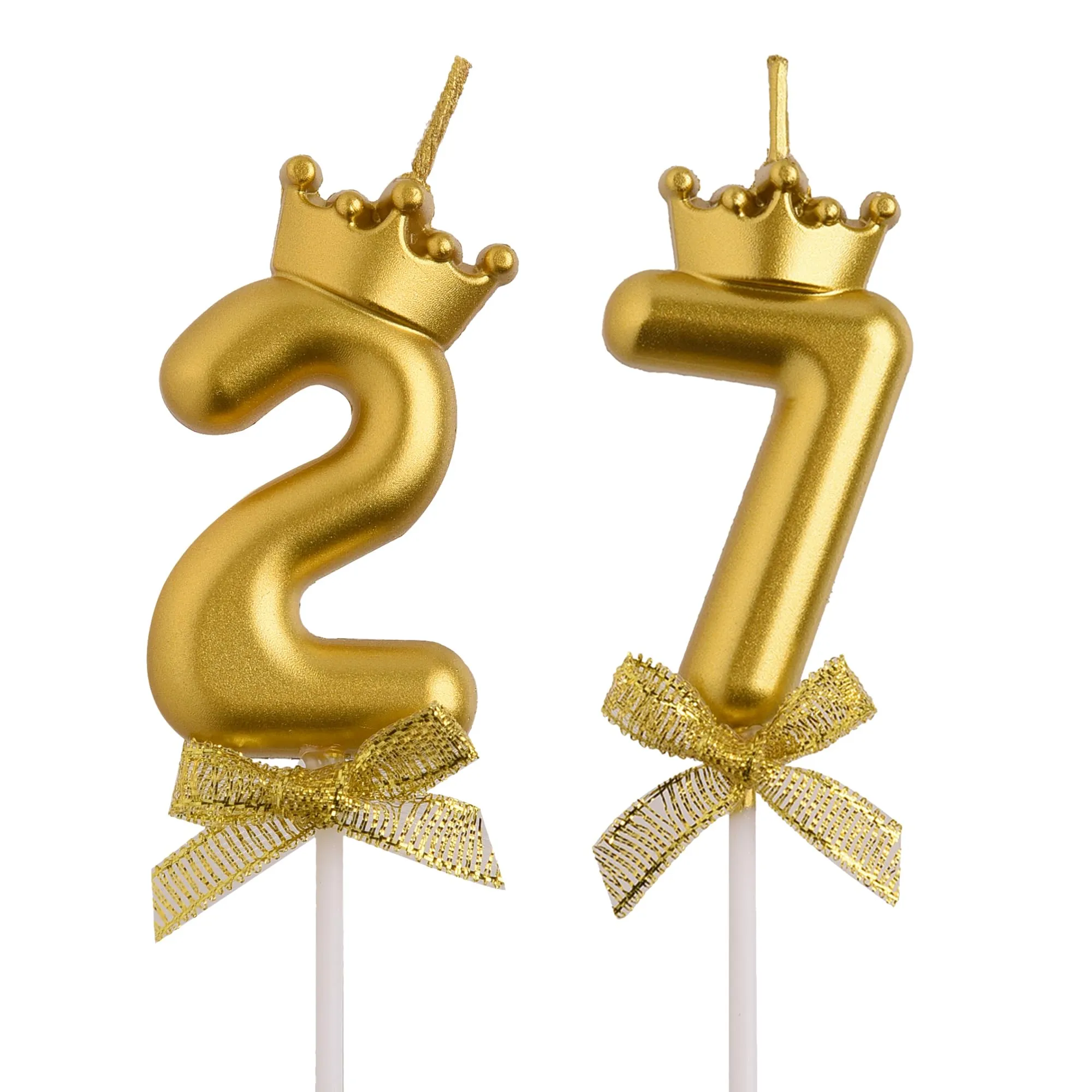 AOOLADA 27th 72nd Birthday Candles, Gold 72 27 Year Old Cake Topper Number Birthday Candles, Happy Birthday Party Decorations Gifts for Women Men