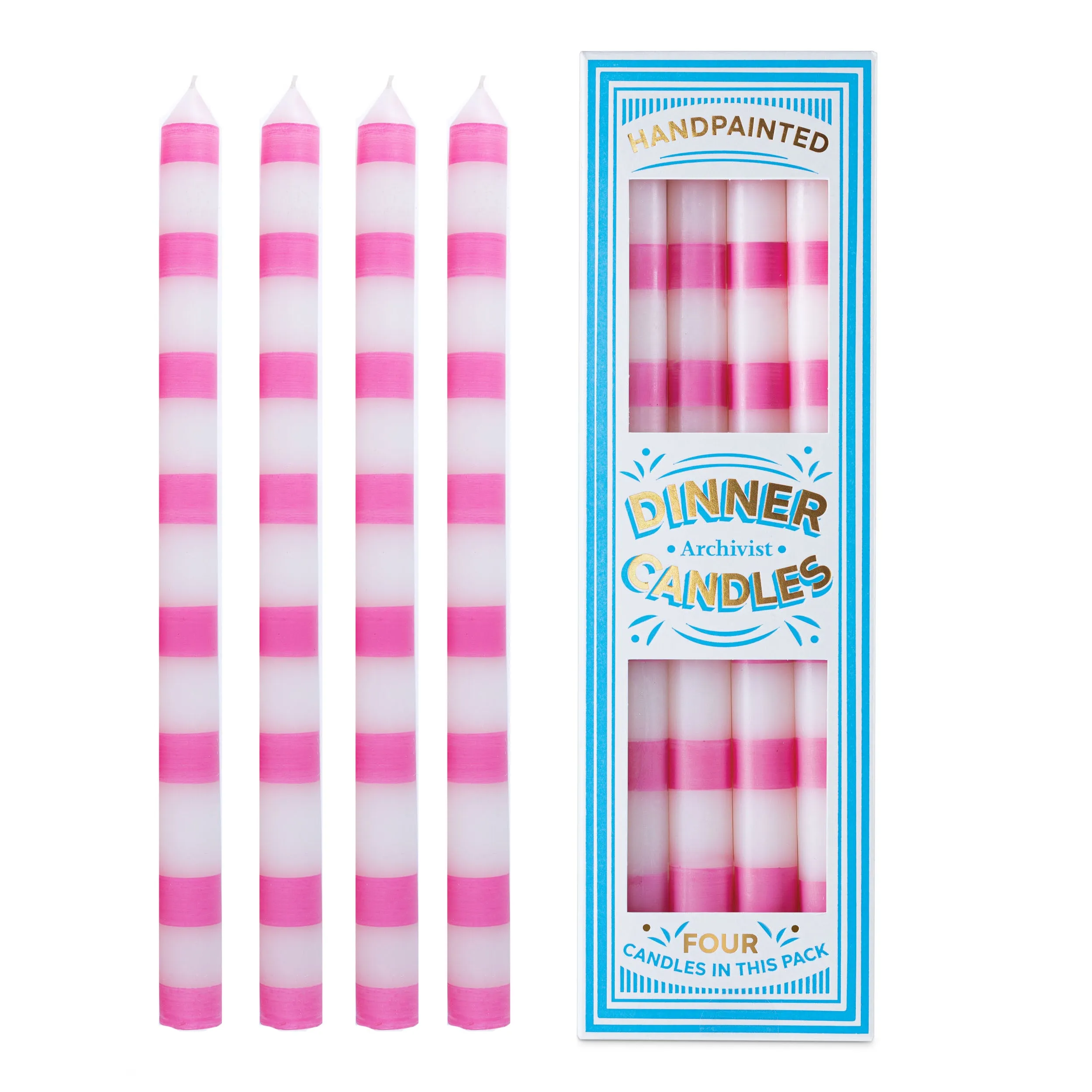 Archivist - Pink Stripe Dinner Candle