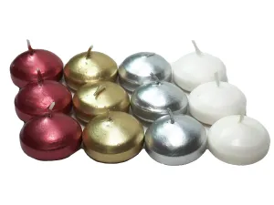 AURA Paraffin Wax Metallic Color Nuggets Unscented, Smokeless Floating Candles with Burn time 5-6 Hours, for Weddings, Parties, Special Occasions and Home Decorations, Pack of 12