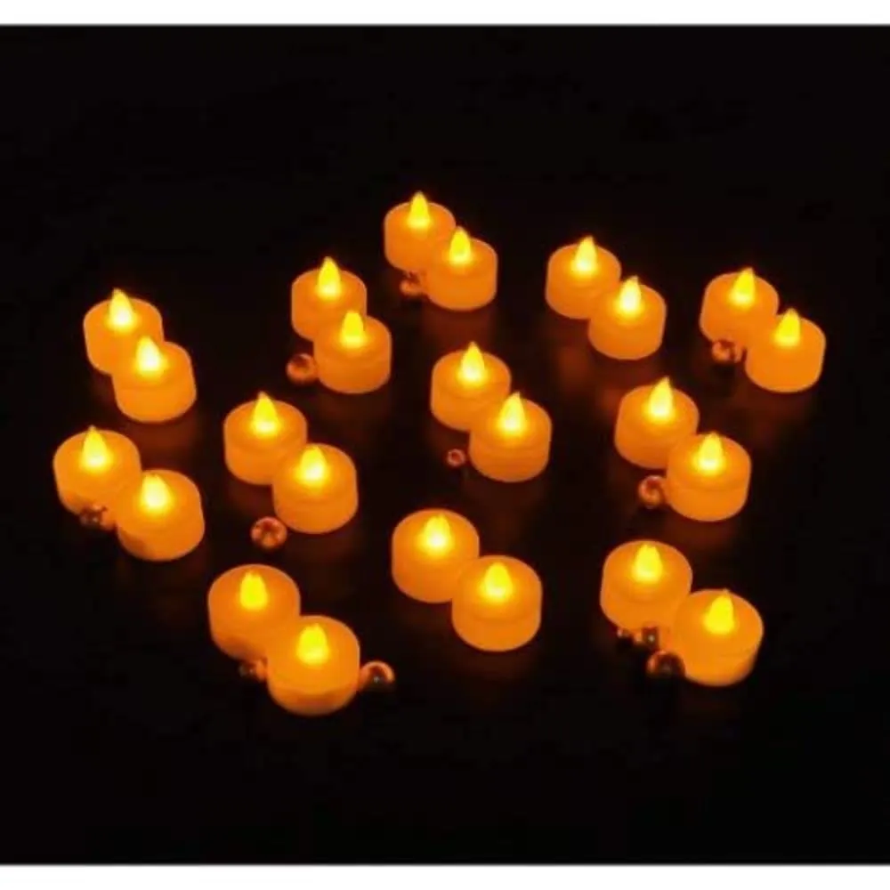 AuraDecor Flameless and Smokeless Decorative Acrylic Candles Led Tea Light Candle for Gifting, House, Diwali, Christmas, Festival, Events Decor Candles, Yellow (Pack of 48)