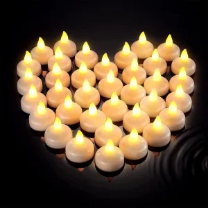 Avenn Floating Tealight Water Sensor Battery Operated Waterproof LED Flameless Flickering Lights Candles for Home Decor Diwali Party Decorations Candle Lamp Float on Plastic Electric Tea Lights (12)