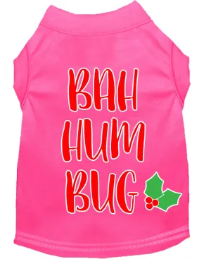 Bah Humbug Screen Print Dog Shirt Bright Pink Lg