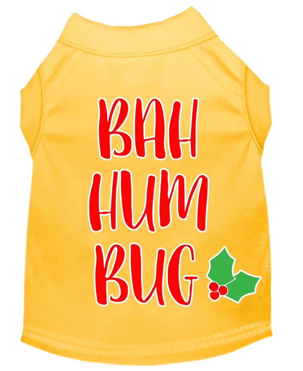 Bah Humbug Screen Print Dog Shirt Yellow Lg