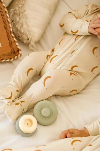 Bamboo Footed Pajamas - Moon Print Footies