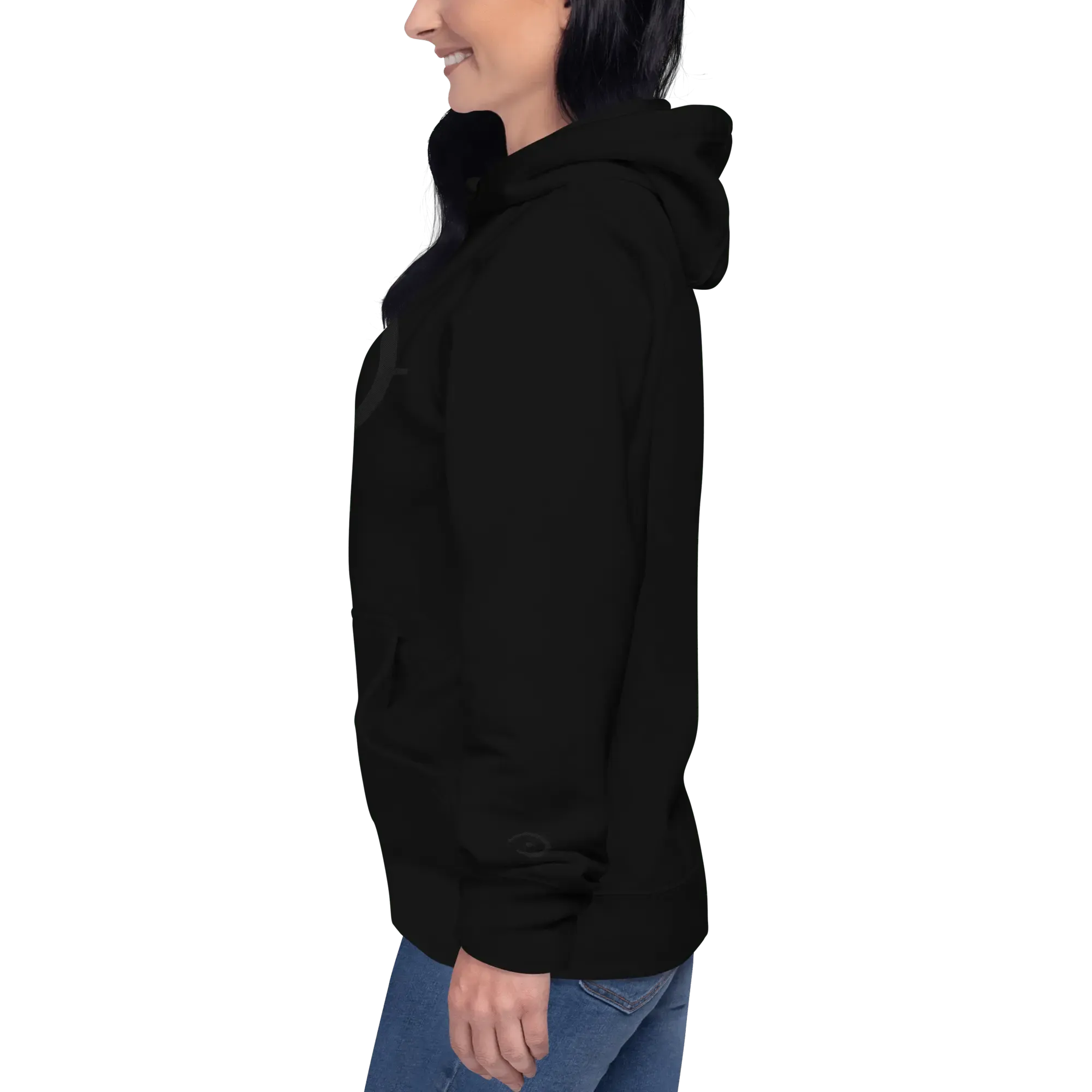 Black on Black Embroidered Logo Unisex Hoodie