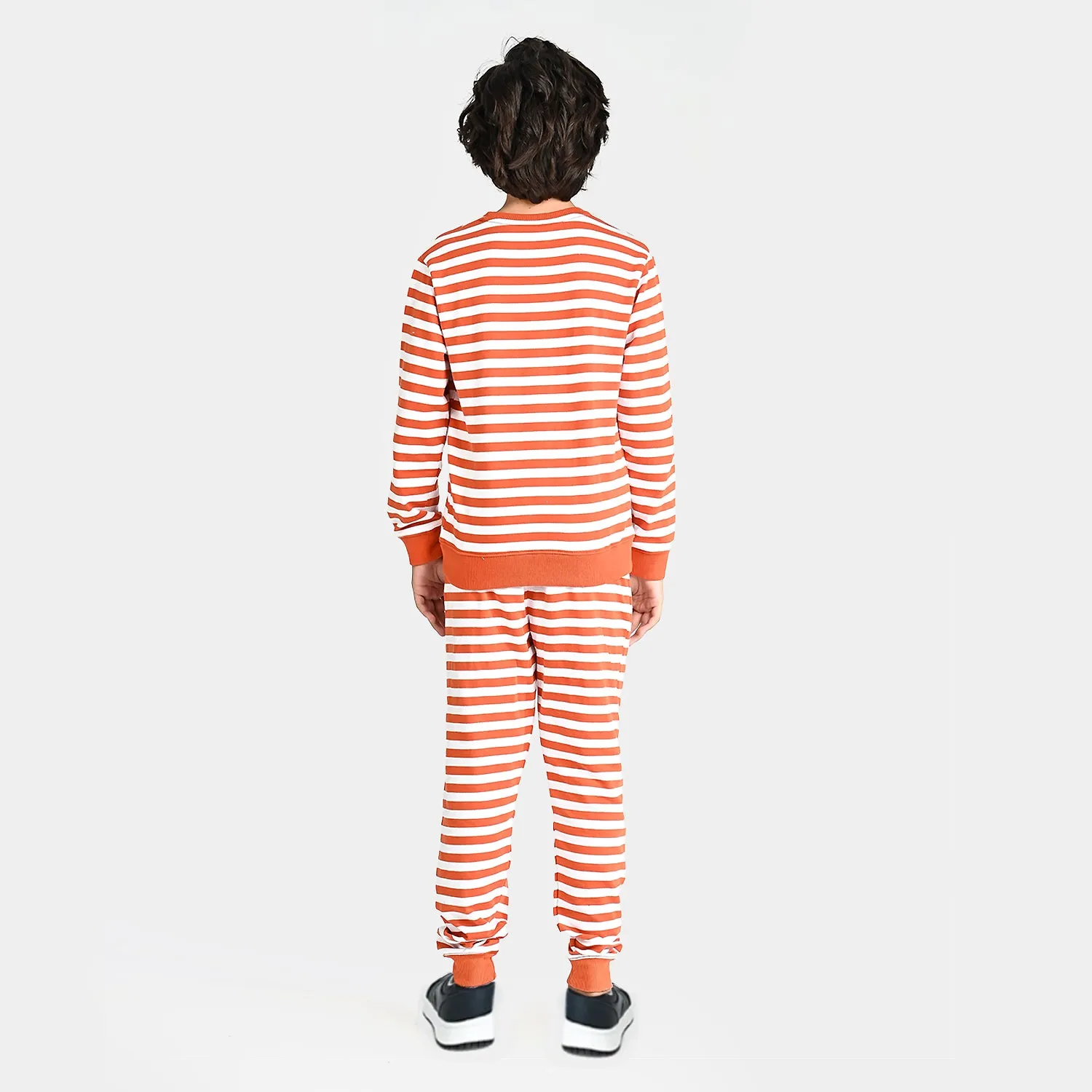 Boys Cotton Terry 2 Piece Suit Games-Orange/White