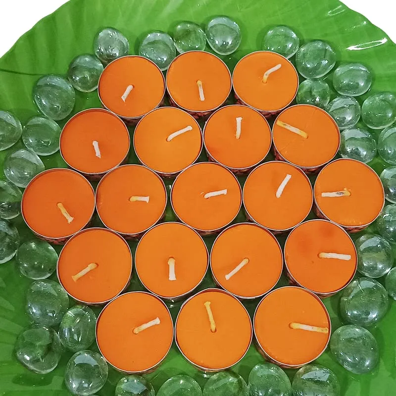 Charanam Tea Light Aroma Candle 20 Pcs Pack - Orange (Pack of 3)