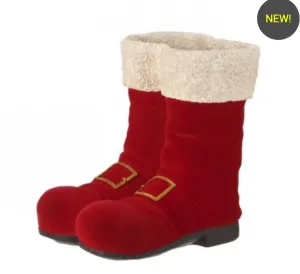 Christmas Carousel Collection 9.5" RESIN FLOCKED SANTA BOOTS