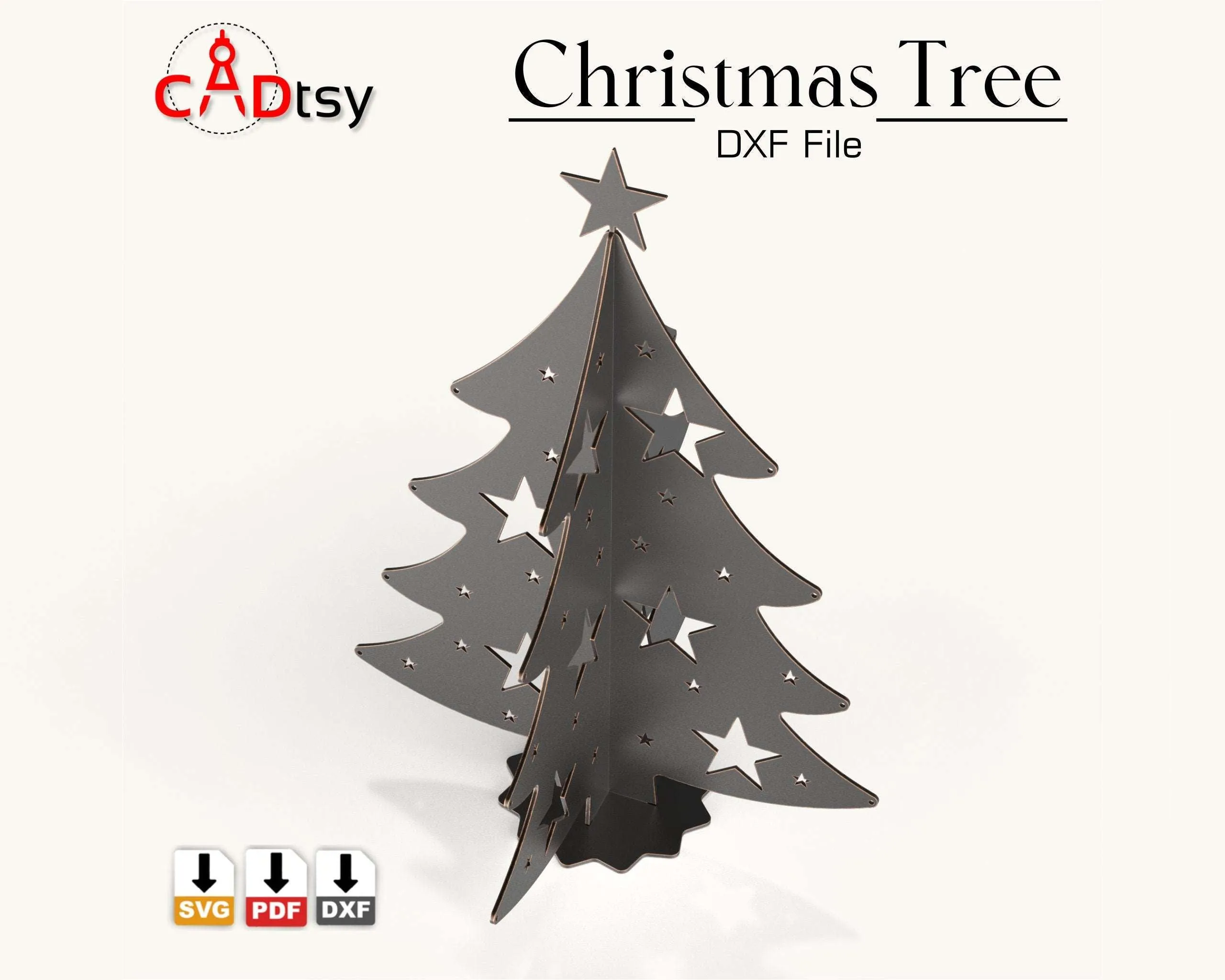 Christmas Tree Metal Decoration DXF / SVG CNC Laser Cutting Files