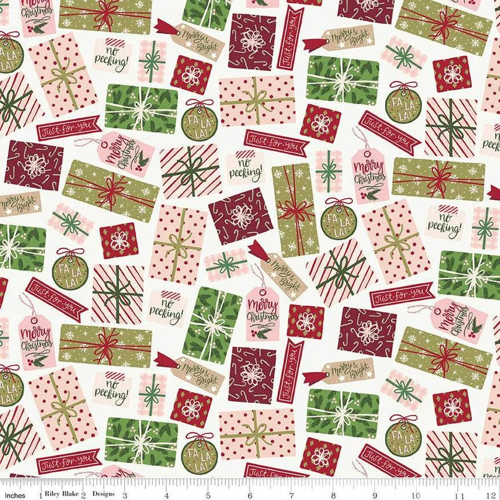 Christmas Village Pretty Presents Off White Yardage | SKU: C12243-OFFWHITE