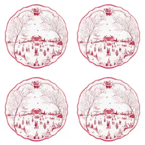 Country Estate Winter Frolic Melamine Dinner Plate Set/4