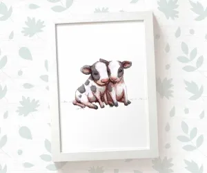 Cows Farm Animal Nursery Print for Twins