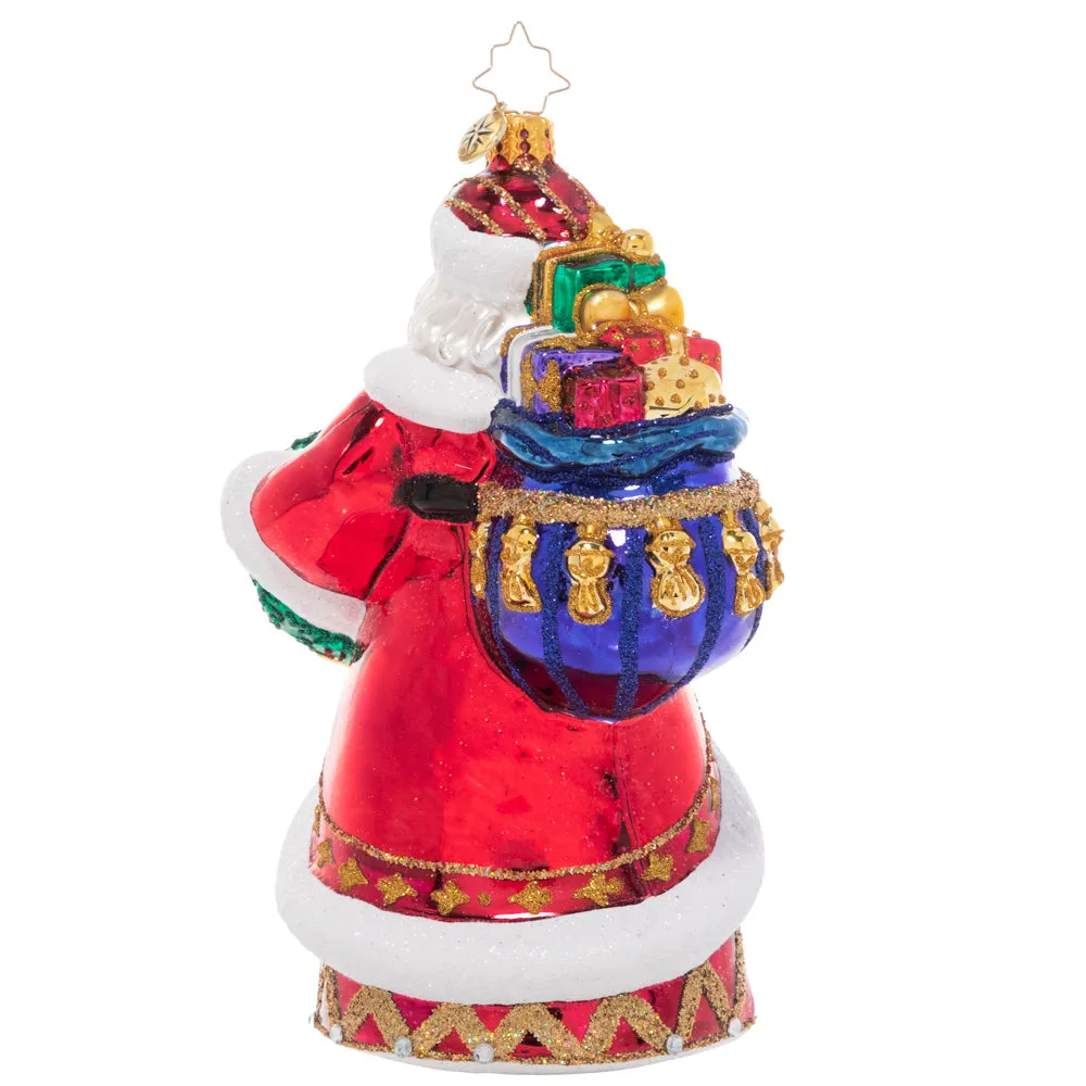 Christopher Radko Gifts Galore Santa Ornament - Colorful Holiday Decor, 1021116