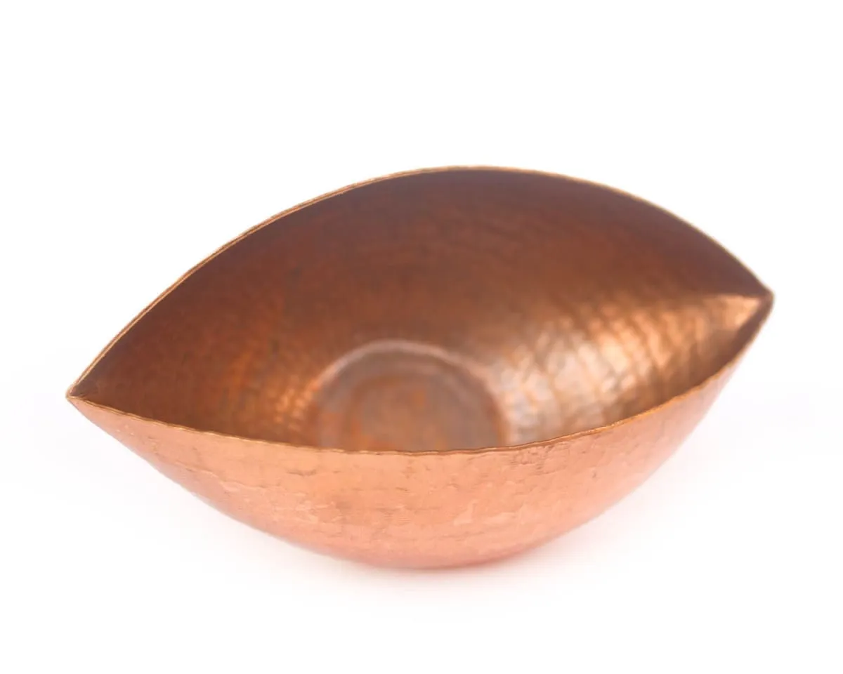 De Kulture  Handmade Pure Copper  Trinetra Pod Voltive T Light Holder Candle Bowl Diya, 5x 2.5x2.75 (LWH) Inches