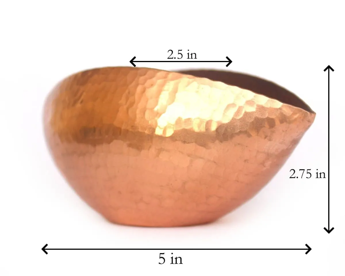 De Kulture  Handmade Pure Copper  Trinetra Pod Voltive T Light Holder Candle Bowl Diya, 5x 2.5x2.75 (LWH) Inches