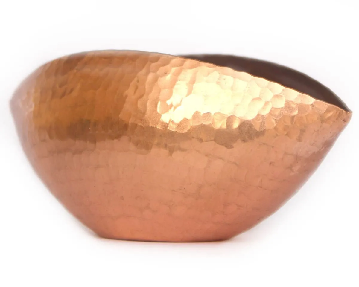 De Kulture  Handmade Pure Copper  Trinetra Pod Voltive T Light Holder Candle Bowl Diya, 5x 2.5x2.75 (LWH) Inches