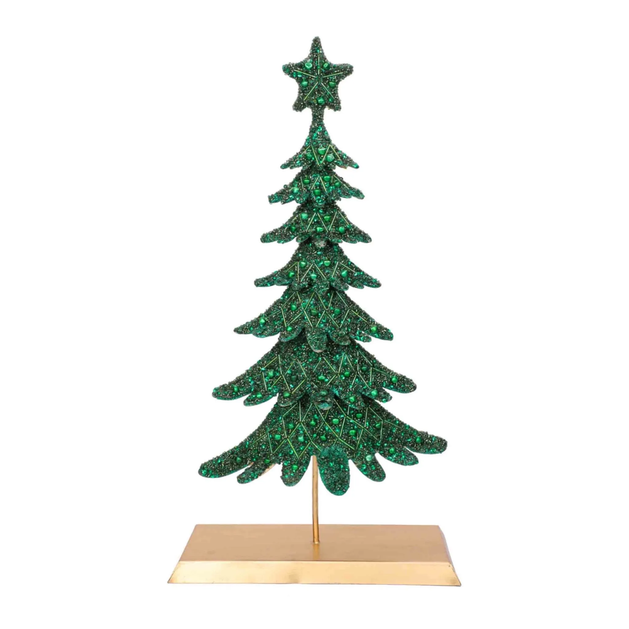 Dickens Beaded Christmas Tree in Green & Golden