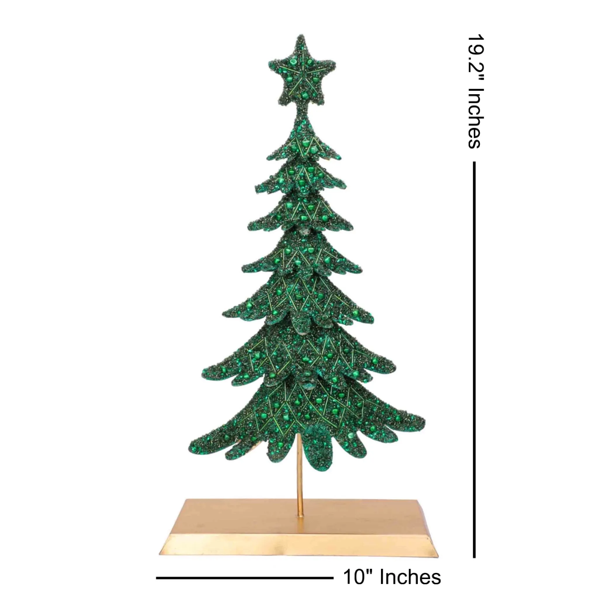 Dickens Beaded Christmas Tree in Green & Golden