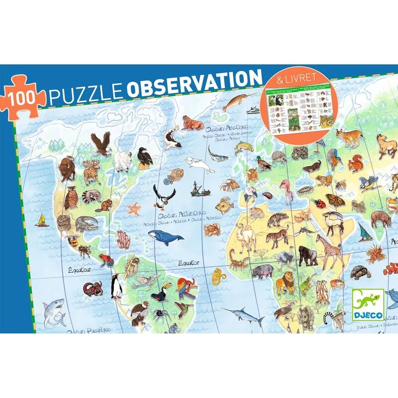 Djeco World Animals 100pc Observation Puzzle