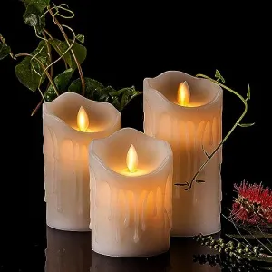 Eswarr Electricals Swinging Flame LED Candles Melted Design Realistic Swinging Flameless with Batteries, LED Home Decoration Candles, Yellow/Warm White Light (Height = 8 CM, 10 CM, 12 CM) (Pack of 1)