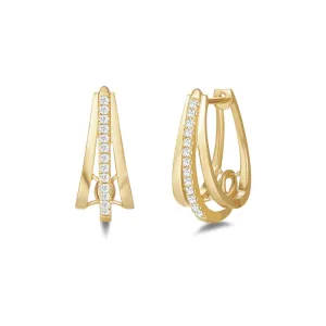 FANCIME U Shape Mini Cartilage 14K Yellow Gold Hoop Earrings