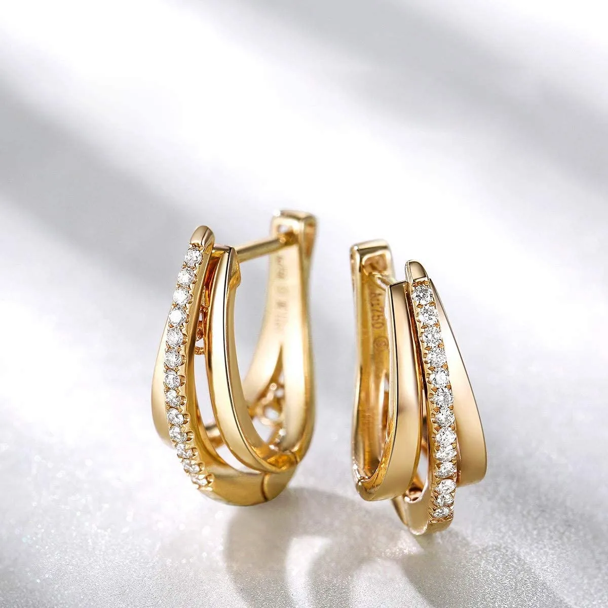 FANCIME U Shape Mini Cartilage 14K Yellow Gold Hoop Earrings