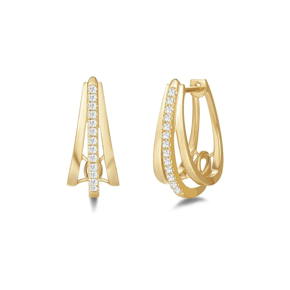 FANCIME U Shape Mini Cartilage 14K Yellow Gold Hoop Earrings