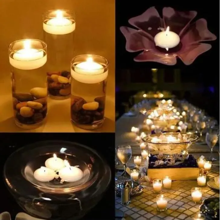 Floating Candles,24Pcs Candle Set 3 inch Unscented Smokeless and Non-Dripless Wax Burning for 13-15 Hours, White Floating Tealights Used for Cylindrical Vases Centerpieces Parties and Home Decorations