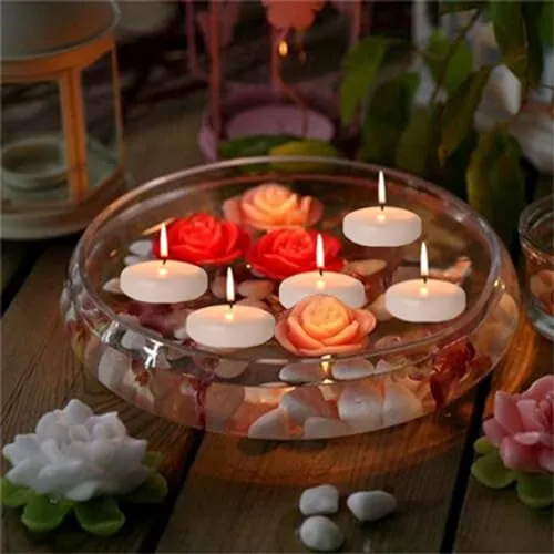 Floating Candles,24Pcs Candle Set 3 inch Unscented Smokeless and Non-Dripless Wax Burning for 13-15 Hours, White Floating Tealights Used for Cylindrical Vases Centerpieces Parties and Home Decorations