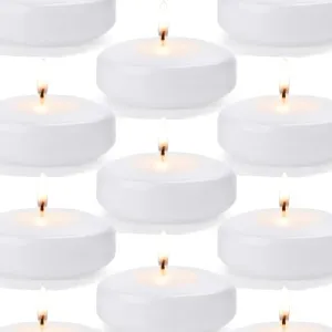 Floating Candles,24Pcs Candle Set 3 inch Unscented Smokeless and Non-Dripless Wax Burning for 13-15 Hours, White Floating Tealights Used for Cylindrical Vases Centerpieces Parties and Home Decorations