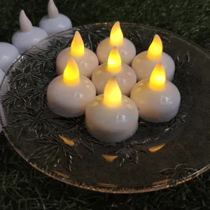 Floating Tea Light Water Sensor Battery Operated Waterproof LED Lights Candles, Diwali Lights Water Sensor Floating Candles, Best for Diwali (White) - Set of 12