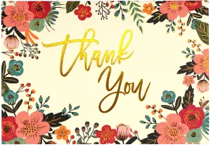 Floral Frame Thank You Cards Set of 14