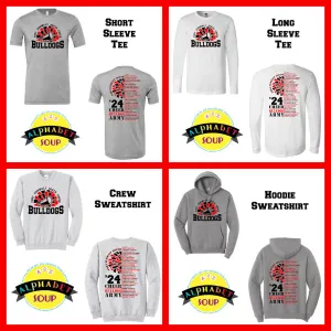 FZS Bulldog Cheer Team Roster Design In Adult and Youth Tees And Sweatshirts