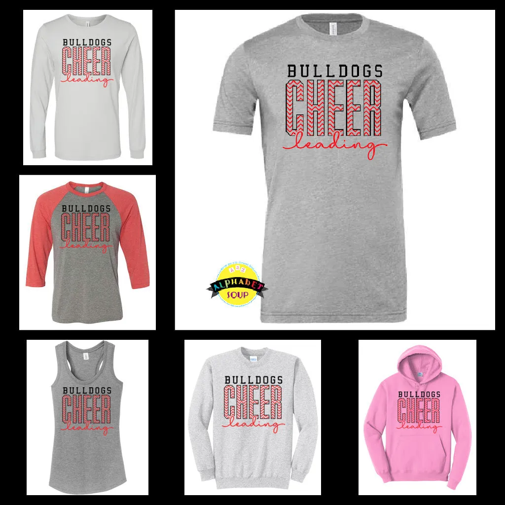 FZS Chevron Bulldog Cheer Leading Design In Adult and Youth Tanks Tees And Sweatshirts