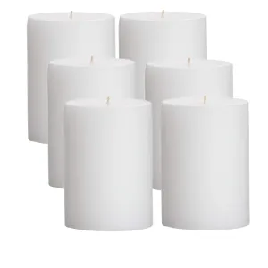 GOZZTOM Piller Candles Smoke Less for Party and Event Decoration Non-Scented White (2X2 Inch) - Pack of 6