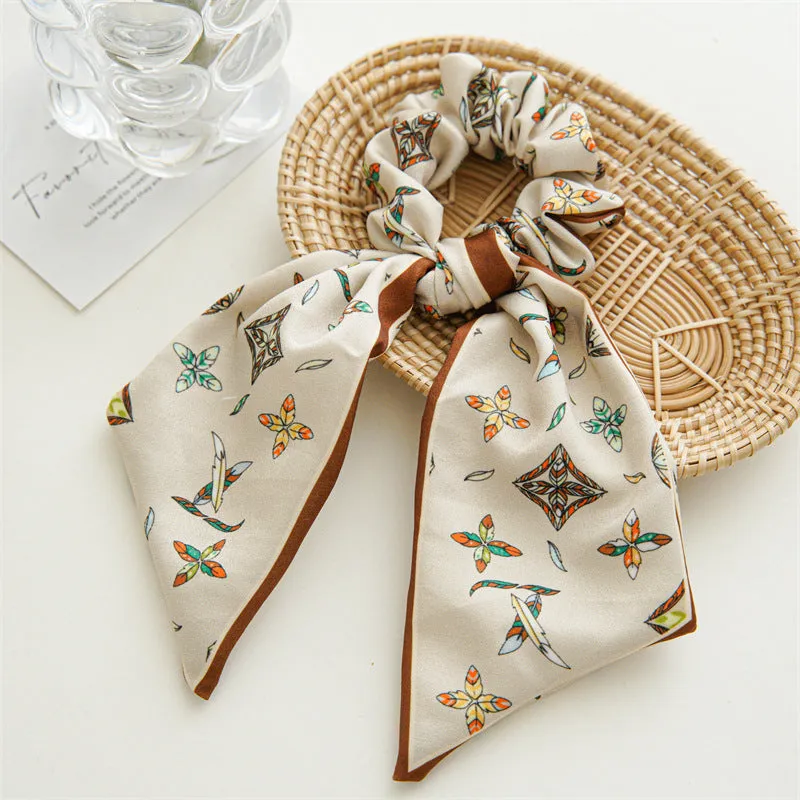 Hair Scrunchies Elastic Hair Bands Hair Scarf Ponytail Cute Colorful Leaf Design