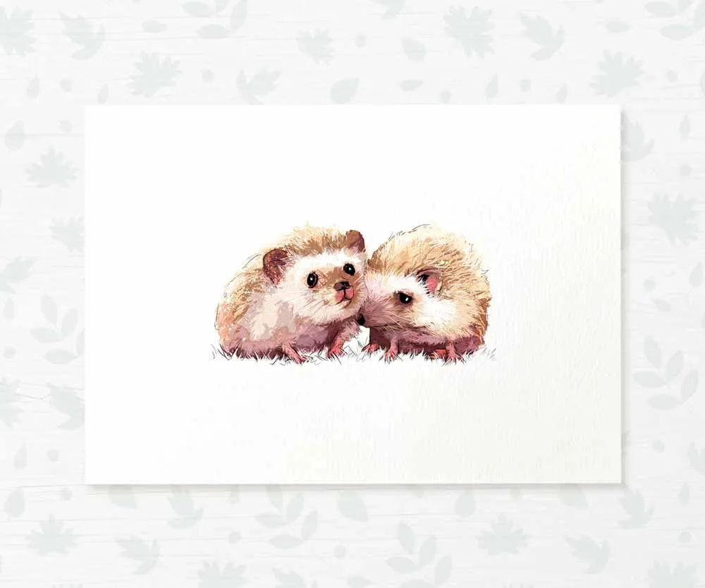 Hedgehogs Woodland Animal Nursery Print for Twins