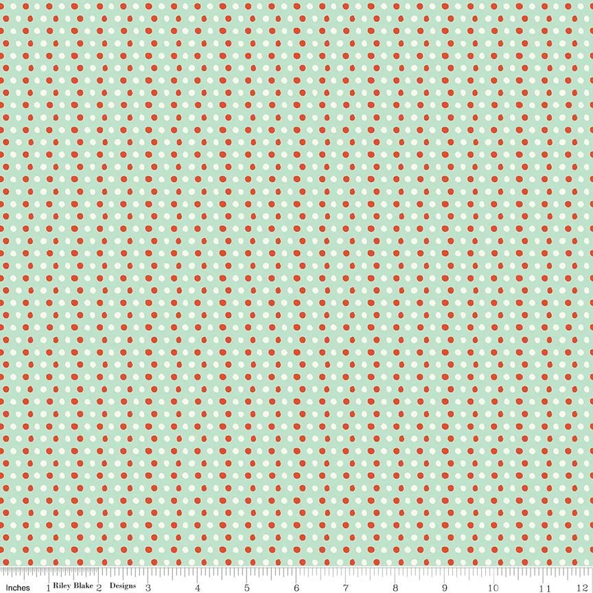 Holiday Cheer Dots Mint Yardage - My Mind’s Eye | Riley Blake Designs, SKU: C13616-MINT