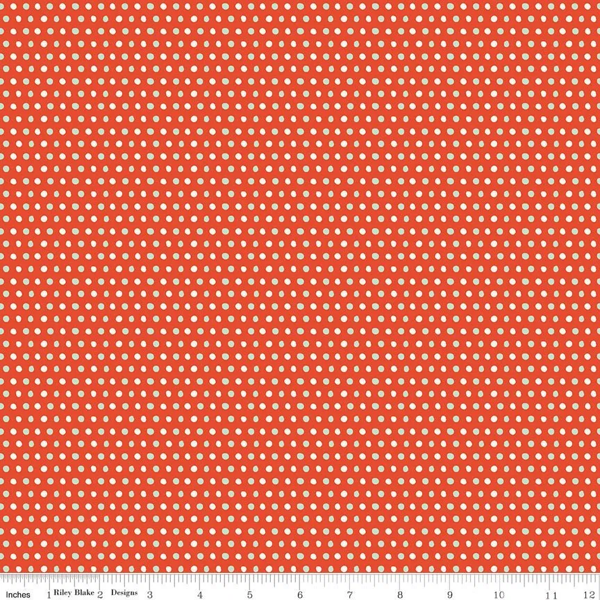 Holiday Cheer Dots Red Yardage - My Mind’s Eye | Riley Blake Designs, SKU: C13616-RED