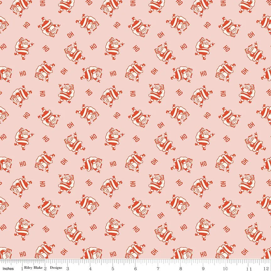 Holiday Cheer Ho Ho Santa Pink Yardage - My Mind’s Eye | Riley Blake Designs, SKU: C13615-PINK