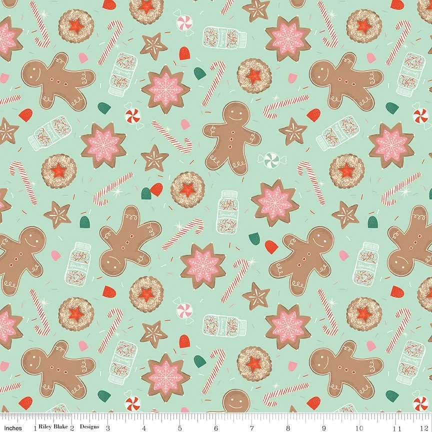 Holiday Cheer Main Mint Yardage - My Mind’s Eye | Riley Blake Designs, SKU: C13610-MINT