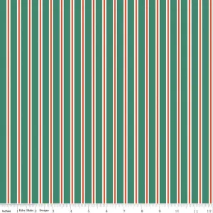 Holiday Cheer Stripes Green Yardage - My Mind’s Eye | Riley Blake Designs, SKU: C13617-GREEN