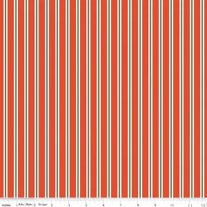 Holiday Cheer Stripes Red Yardage - My Mind’s Eye | Riley Blake Designs